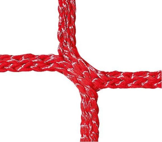 Záchytná síť proti pádu PP 5 mm, oko 45 mm, červená, závěsná lana