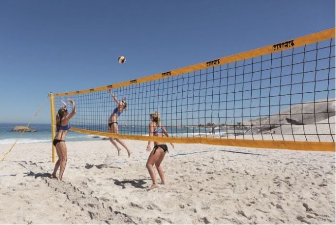 Beachvolejbalová síť PE 2 mm, růžový lem