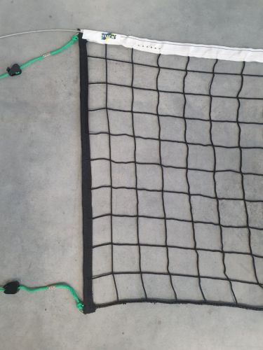 Volejbalová síť PP 3 mm, DVV, černá, 4-bodové zavěšení, lano ocel
