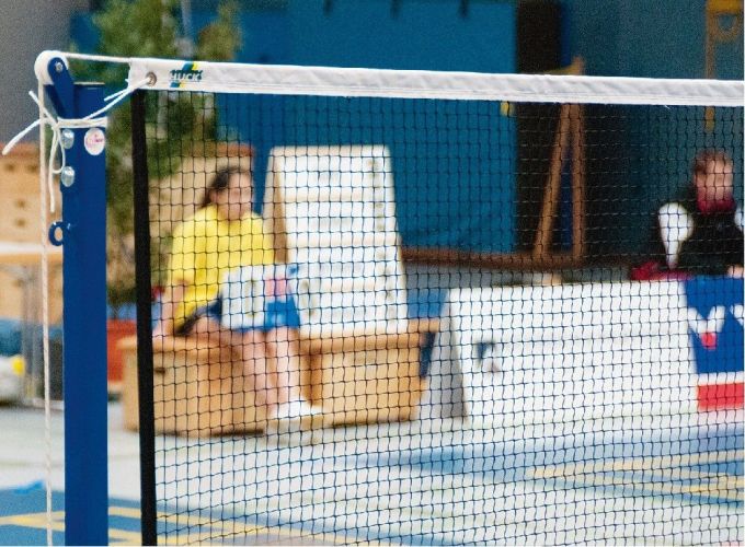 Badmintonová síť turnajová PP 1,8 mm, černá, boční vypínací tyčky