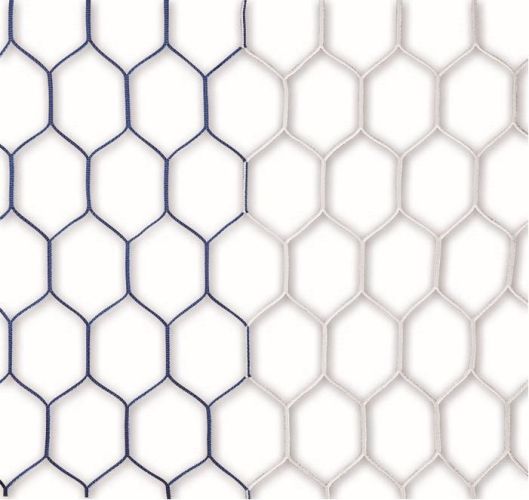 Futbalová bránková sieť PP 3,5 mm, plastové oká, modrá/biela, hĺbka 2,0 x 2,0 m